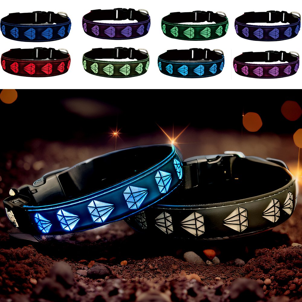 lighted dog collar rechargeable led color USB-C RECHARGING ,15 MODES LIGHTING BLACK - Image 2
